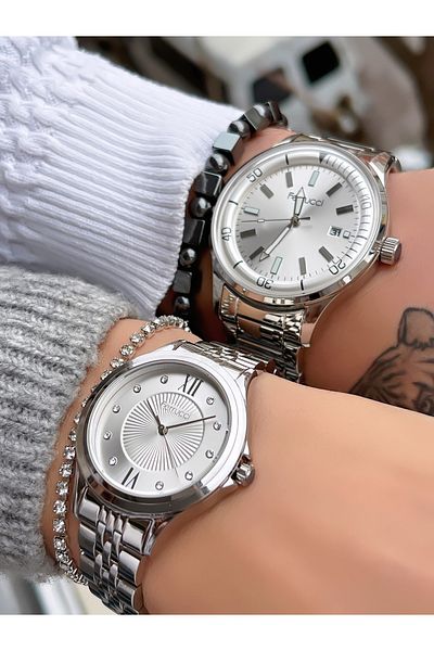 Ferrucci Steel Silver Color Waterproof 2 Years Warranty Lover Couple Wristwatches