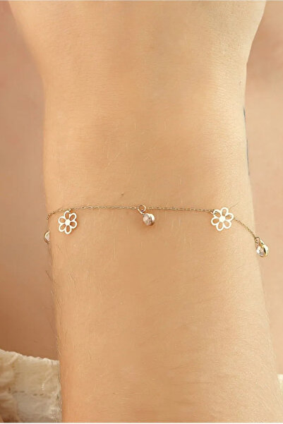 Glorria 14 Ayar Altın Papatya Kadın Bileklik