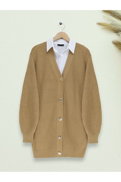 Modamorfo Intermediate Size Mink Knitwear Cardigan - Buttoned