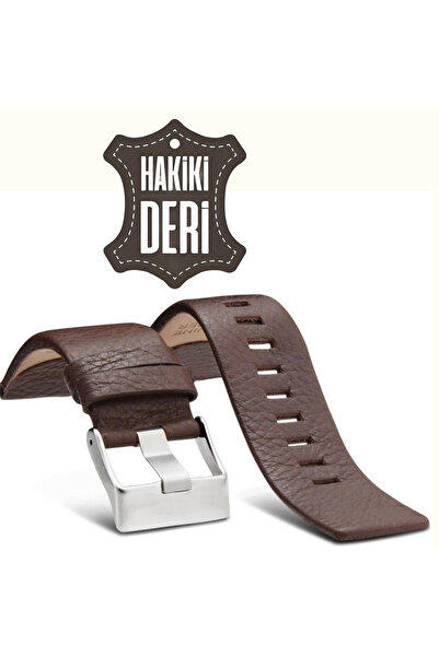 Ezgi Elektronik 32mm Bizon Kahverengi Deri Saat Kayışı Diesel Model Saat Kordonu