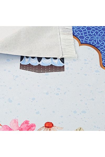 İkranur Children's Prayer Rug Kaaba Blue 82×45 Cm 110 gr - With Rosary Gift
