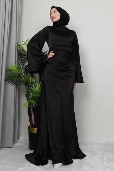 giz astore Yasemin Saten Abiye Siyah