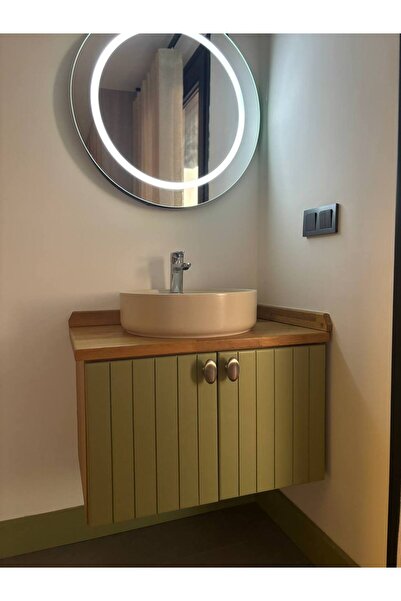 AdnDesing Asma 2 Kapaklı Lavabolu Ahşap-mat Yeşil Mdf 100 Cm Banyo Dolabı-aynasız