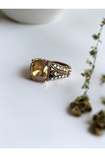FAYRA ACCESSORIES Sarı Kristal Taşlı Yüzük