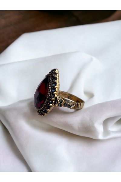 FAYRA ACCESSORIES Crystal Stone Diamond Mounted Water Drop Ring