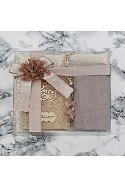 İkranur Hediyelik Kadife Kaplı Yasin Kitabı, Seccade, Şal, Inci Tesbih, Aseta...