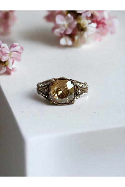 FAYRA ACCESSORIES Sarı Kristal Taşlı Yüzük