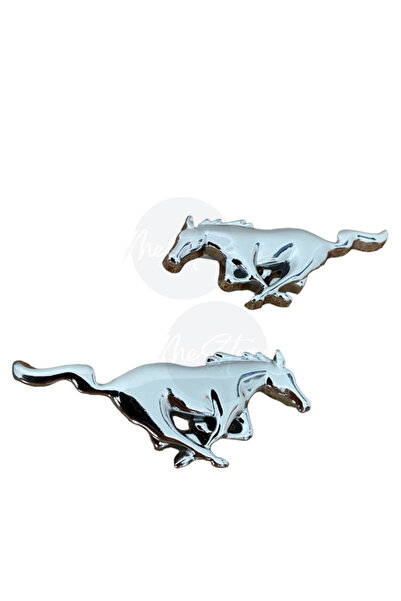 mes store Koşan At Metal Arma Mustang Metal Arma Set Çamurluk Logosu 2'li 9cm...