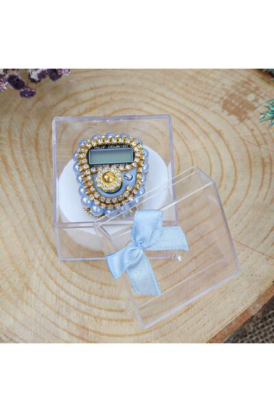 İkranur Lüks Taşlı Buz Mavisi Zikirmatik