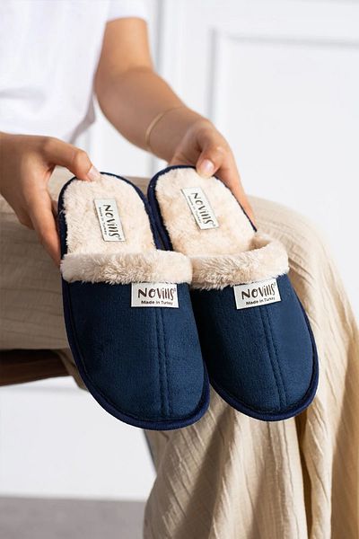 NOVİNS Παντόφλες Unisex Μαλακή σόλα Fluffy Warm Lined Home Garden Bundle Παντόφλες
