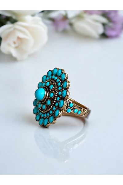 FAYRA ACCESSORIES Stylish Ring with Turquoise Stone Detail