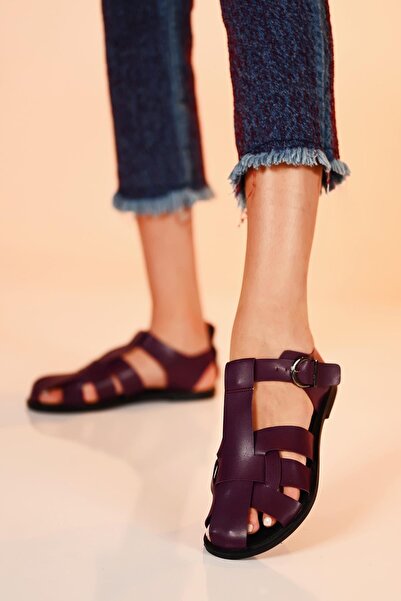 Beyond Woman's Purple Cage Leather Sandal 1cm Byndcg01