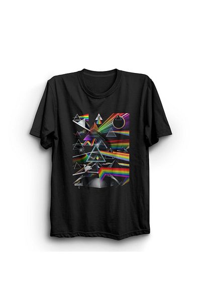 fame-stoned Tricou negru unisex cu imprimeu Pink Floyd, 100% bumbac