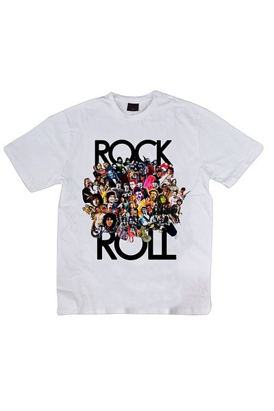 fame-stoned Μπλουζάκι Rock And Roll Printed Unisex 100% Cotton Λευκό T-shirt