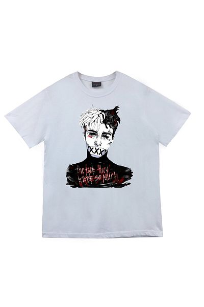 fame-stoned Xxxtentacion Printed Unisex 100% βαμβακερό λευκό μπλουζάκι