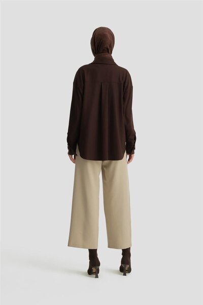 Armine Beli Apoletli Palazzo Pantolon 24kh2722 Bej