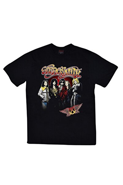 fame-stoned Unisex crni Aerosmith Štampano T-shirt