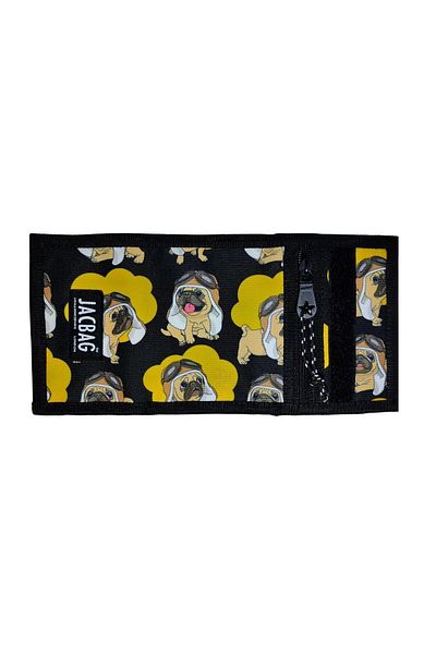 Jacbag Pilot Dog Black/Yellow Velcro Wallet/Card Holder - Boy