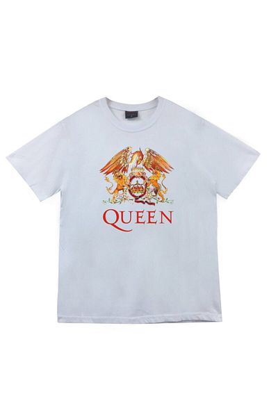 fame-stoned Λευκό μπλουζάκι Queen Printed Unisex 100% βαμβάκι