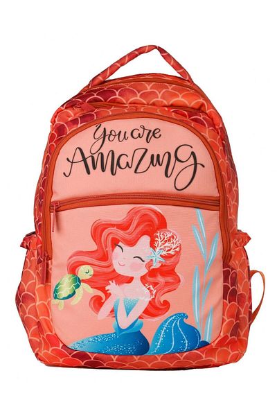 Pippa Amazing Mermaid Four Compartment Red School Bag
