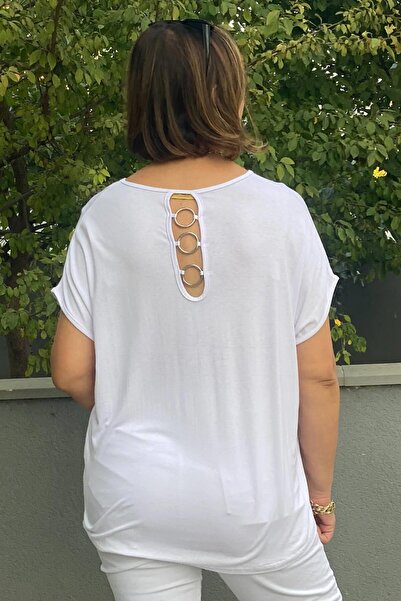 Mia Butik Plus Size White Minnoş Blouse