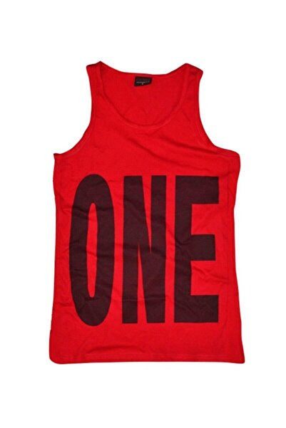 fame-stoned Чоловіча червона футболка з принтом One без рукавів