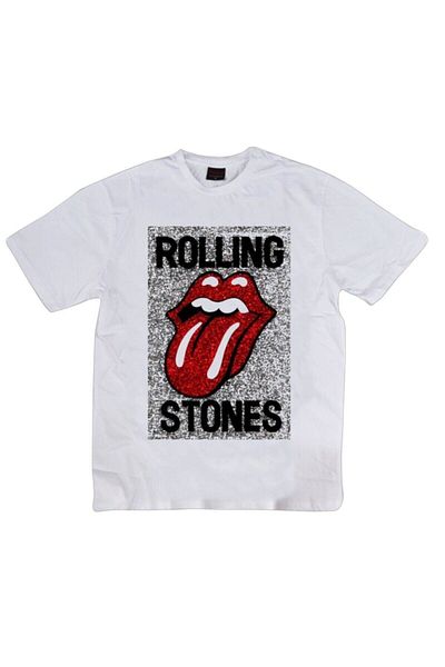 fame-stoned The Rolling Stones Printed Unisex 100% βαμβακερό λευκό μπλουζάκι
