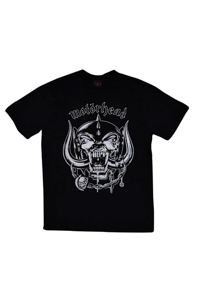 fame-stoned تي شيرت أسود مطبوع للجنسين من Motörhead مصنوع من القطن بنسبة 100%