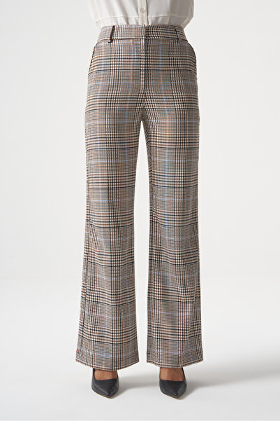 MZL Ekose Dokuma Bej Pantolon