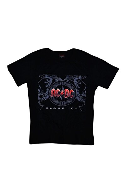fame-stoned Unisex crni AC-DC Štampano T-shirt