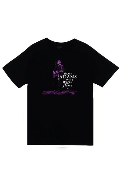 fame-stoned Tricou negru unisex 100% bumbac cu imprimeu Bryan Adams