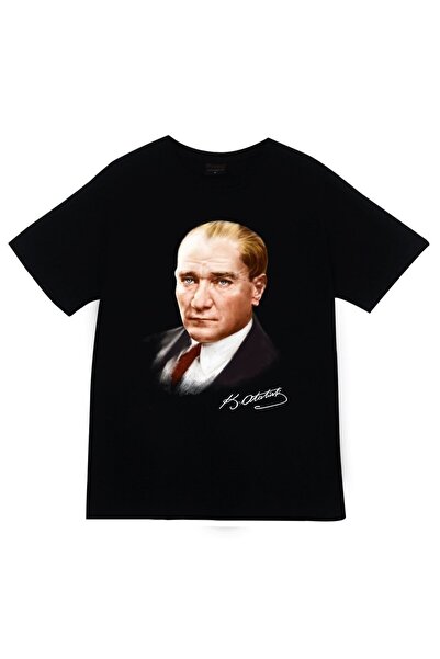 fame-stoned Gazi Mustafa Kemal Ataturk Štampano Unisex 100% pamuk Crna T-shirt