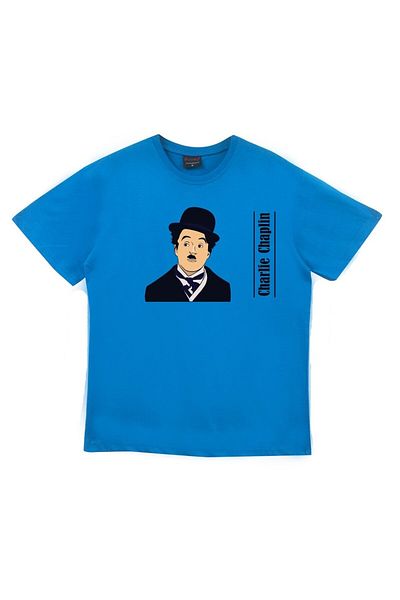 fame-stoned Μπλουζάκι Unisex Blue Charlie Chaplin Printed