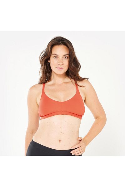 Decathlon Orange + Lilac |   Nabaiji Women's Sports Round Neck Bikini Top
