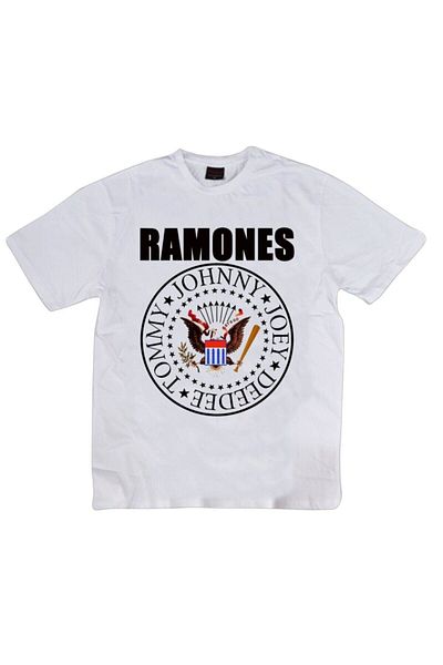 fame-stoned Μπλουζάκι Unisex White Ramones με στάμπα