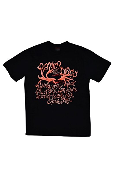 fame-stoned Panic At The Disco Baskılı Unisex %100 Pamuk Siyah T-shirt