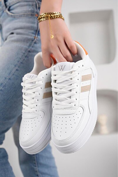 homiro Unisex Ortopedsko Snaker sportske patike - sa vezicama, bele i narandž...