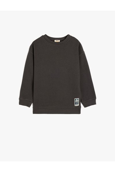Koton Oversize Basic Sweatshirt with Long Sleeve Label Detail