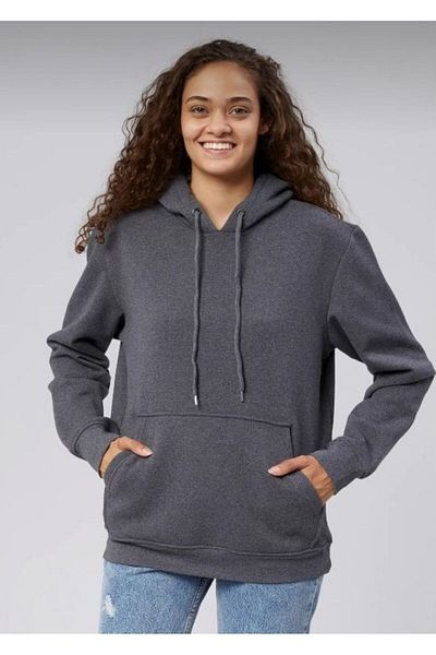 THE WHITE Women's Anthracite Kangaroo Pocket Hooded Sweatshirt