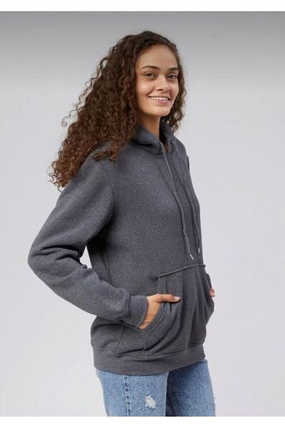 THE WHITE Women's Anthracite Kangaroo Pocket Hooded Sweatshirt