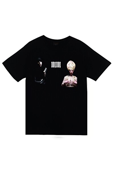 fame-stoned Marilyn Manson Štampano Unisex 100% pamuk Crna T-shirt