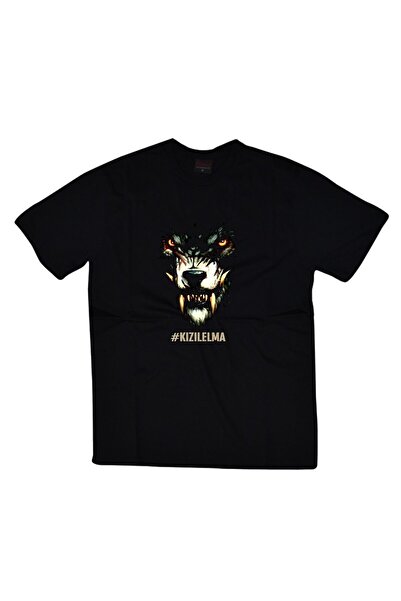 fame-stoned Унісекс чорна футболка з принтом «Червоне яблуко»