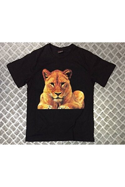 fame-stoned Lion Tiger Štampano Unisex 100% pamuk Crna T-shirt
