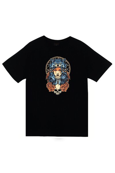 fame-stoned Crveno Koža pakovanja Štampano unisex 100% pamuk crna T-shirt