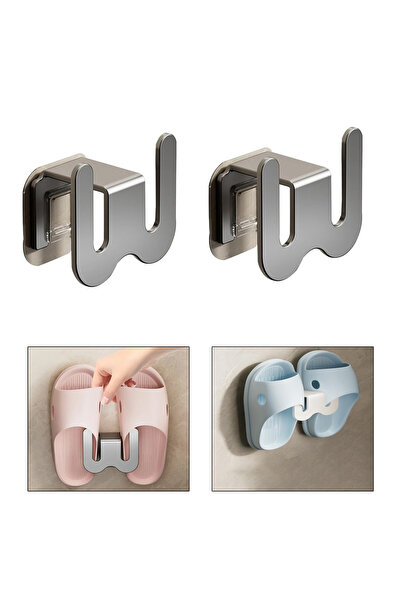 Microcase Duvara Monte Yapışkanlı Metal Terlik Askılığı Çok Fonksiyonlu Porta...