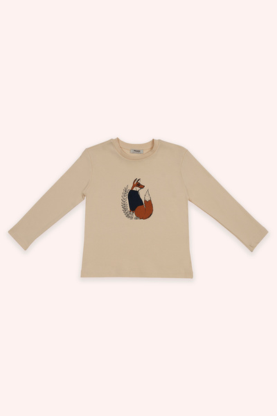 Panço Erkek Çocuk Bej Tilki Baskılı Pijama Takımı