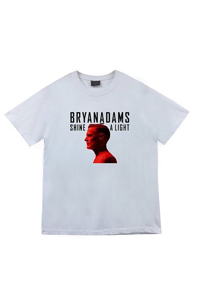 fame-stoned Tricou alb unisex 100% bumbac cu imprimeu Bryan Adams