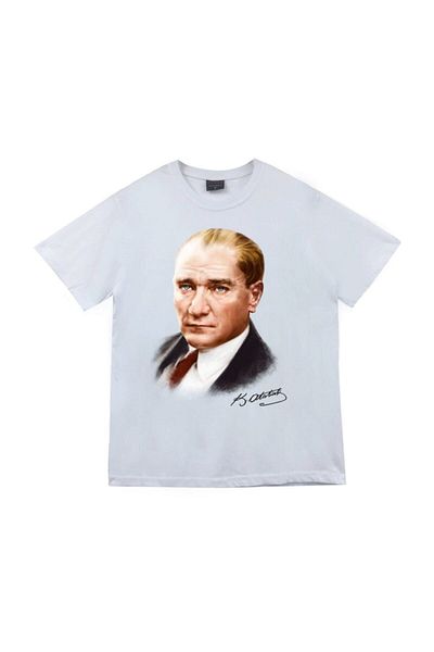 fame-stoned Μπλουζάκι Gazi Mustafa Kemal Atatürk με στάμπα Unisex 100% βαμβακερό λευκό
