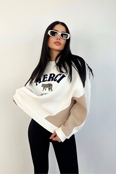 Mossta Λευκό φούτερ με κέντημα τίγρης