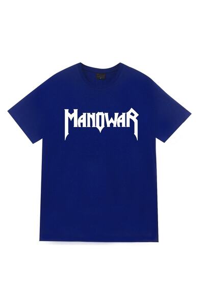 fame-stoned Μπλουζάκι Manowar Printed Unisex 100% Cotton Blue